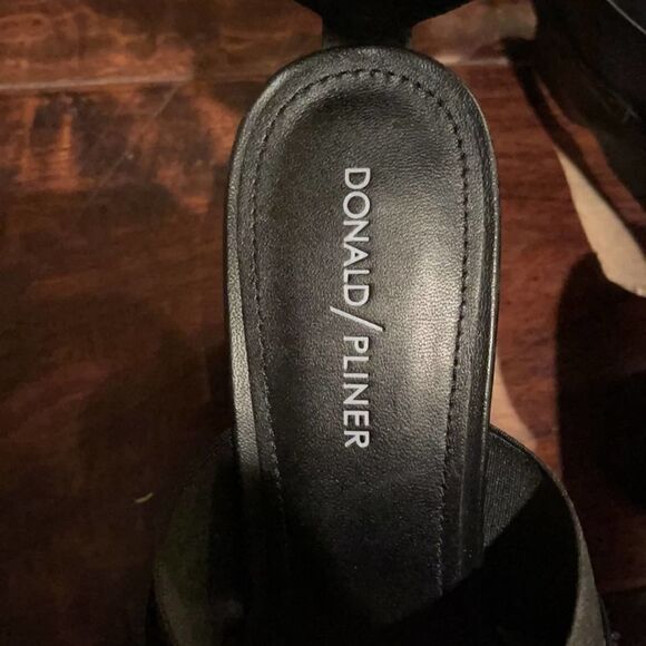 Donald Pliner Buy Black Ankle Strap Black Chunky High Heel Leather Sandals 9.5 - Picture 4 of 11